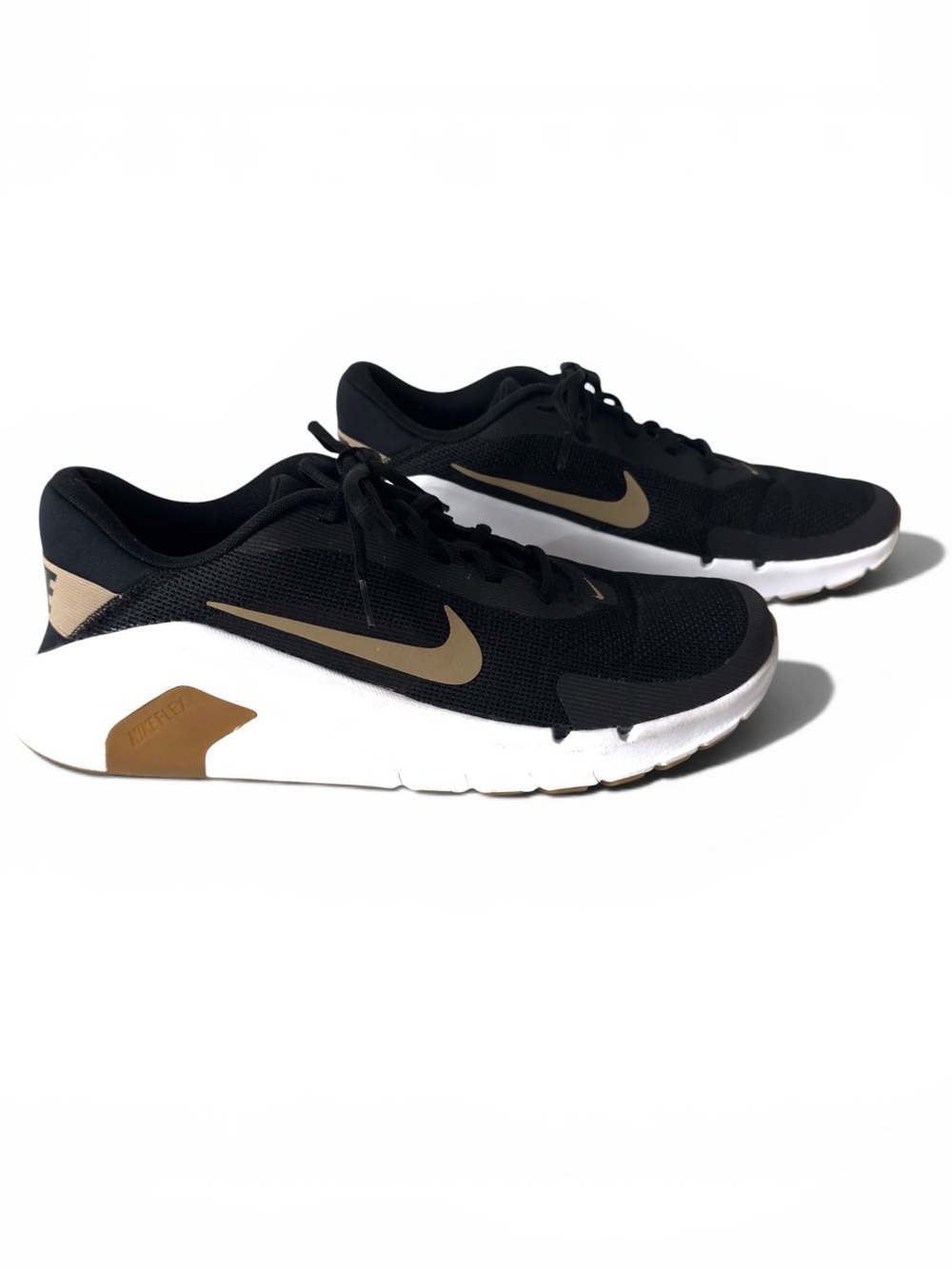 Nike Flex Train Workout Shoes Black Gold Mens Size 12 HV9972-002 Flexible Light